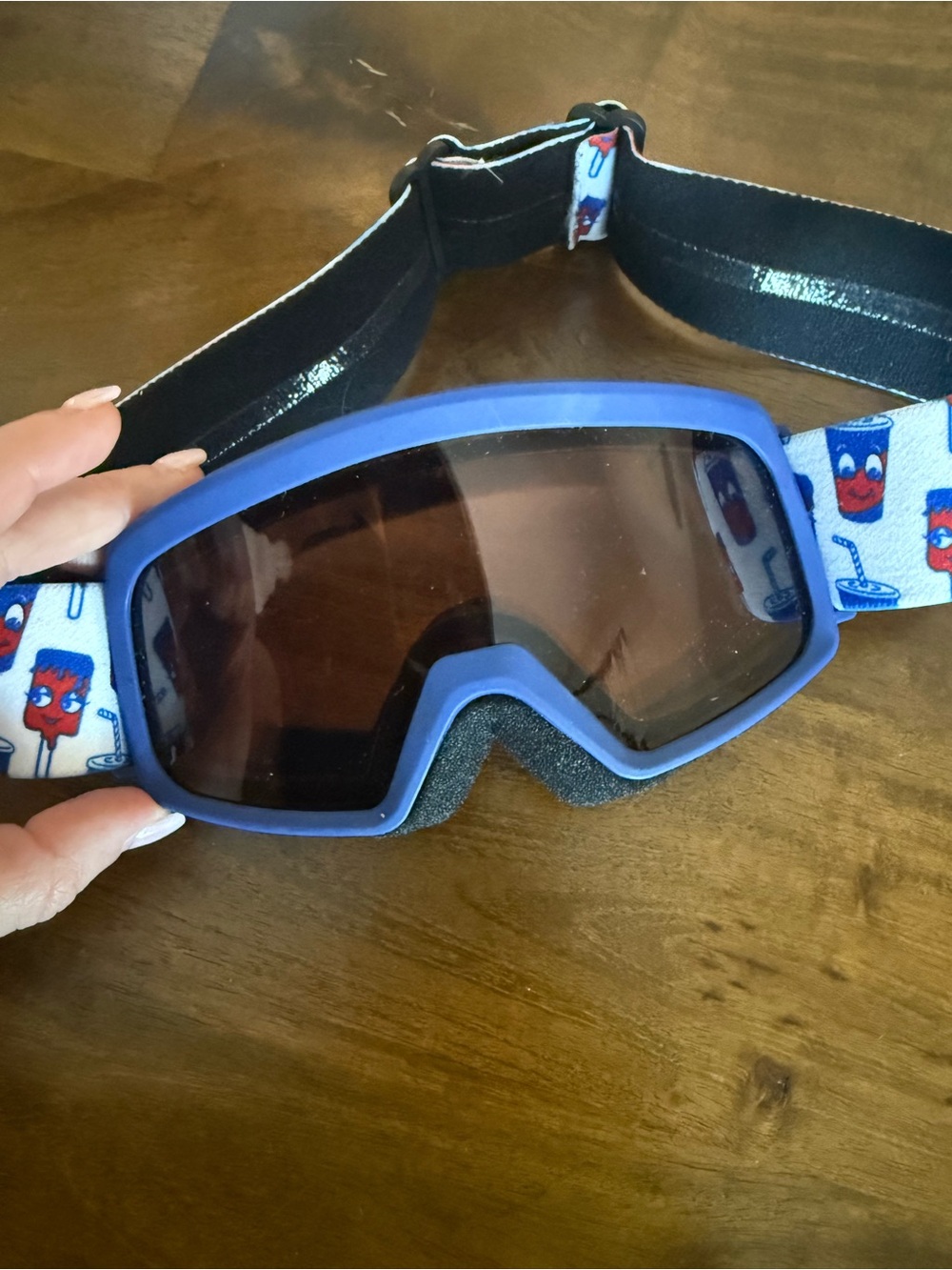 Smith Optics Kids Blue Frame Ski Goggles with Patterned Strap
